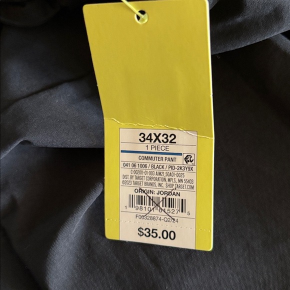 All In Motion Men’s Black Commuter Pants Sz 34X32 Casual Mid Weight Stretch NWT - Picture 6 of 7